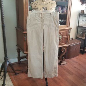 Max Studio Khaki tan wide leg pants low rise sz xs